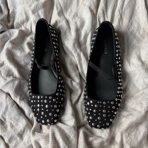Torrid Black and Silver Studded Flats